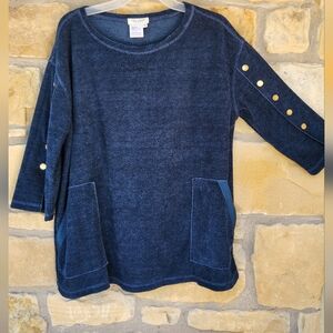 Tru Luxe Jeans Blue Sweater with Bronze Accents